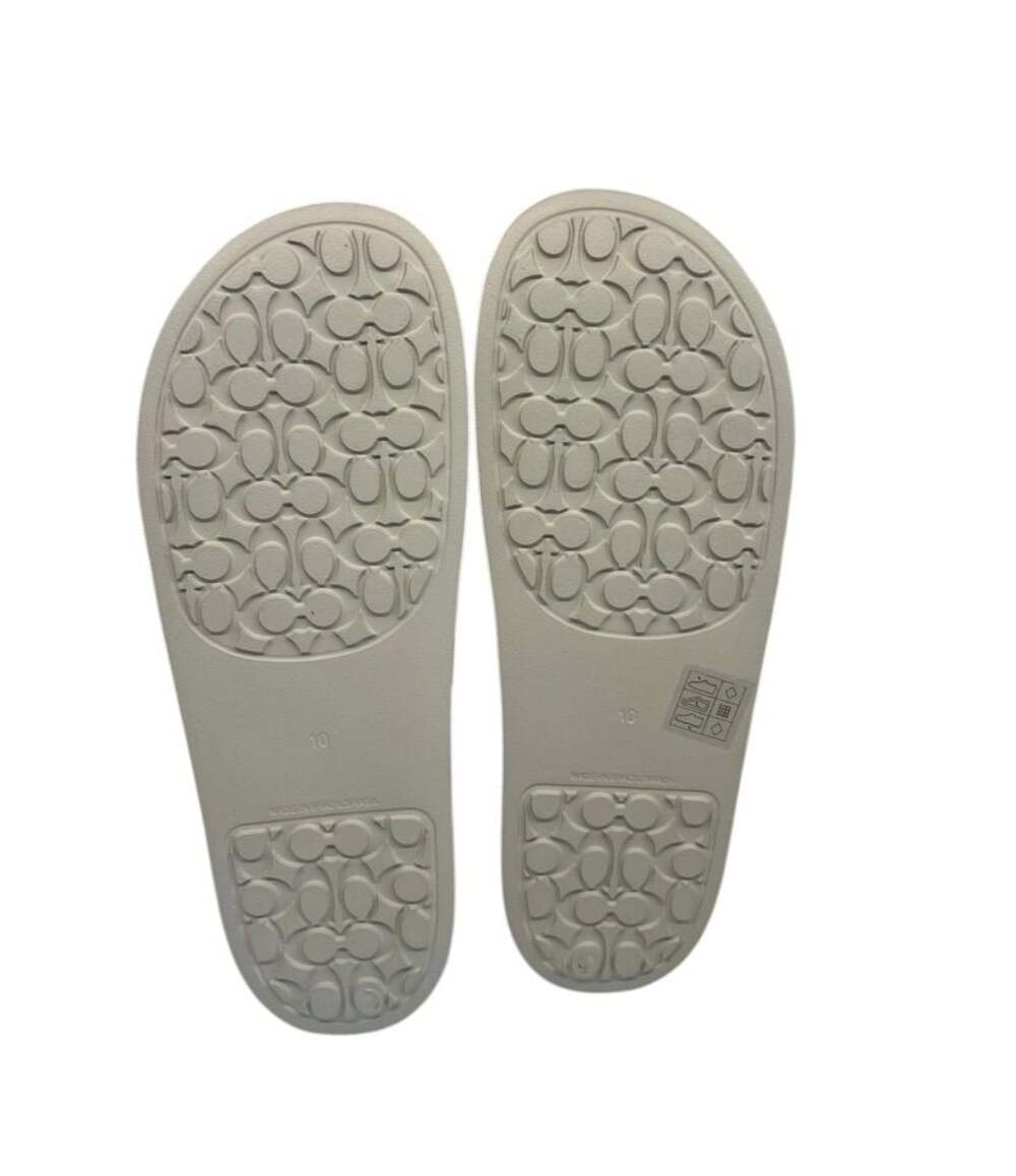 Coach Udele Signature Canvas Slide Sandals White Silver - Picture 4 of 7